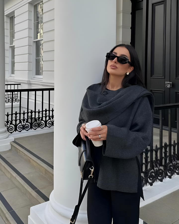 wielki Ciepły Płaszcz Kapturowy